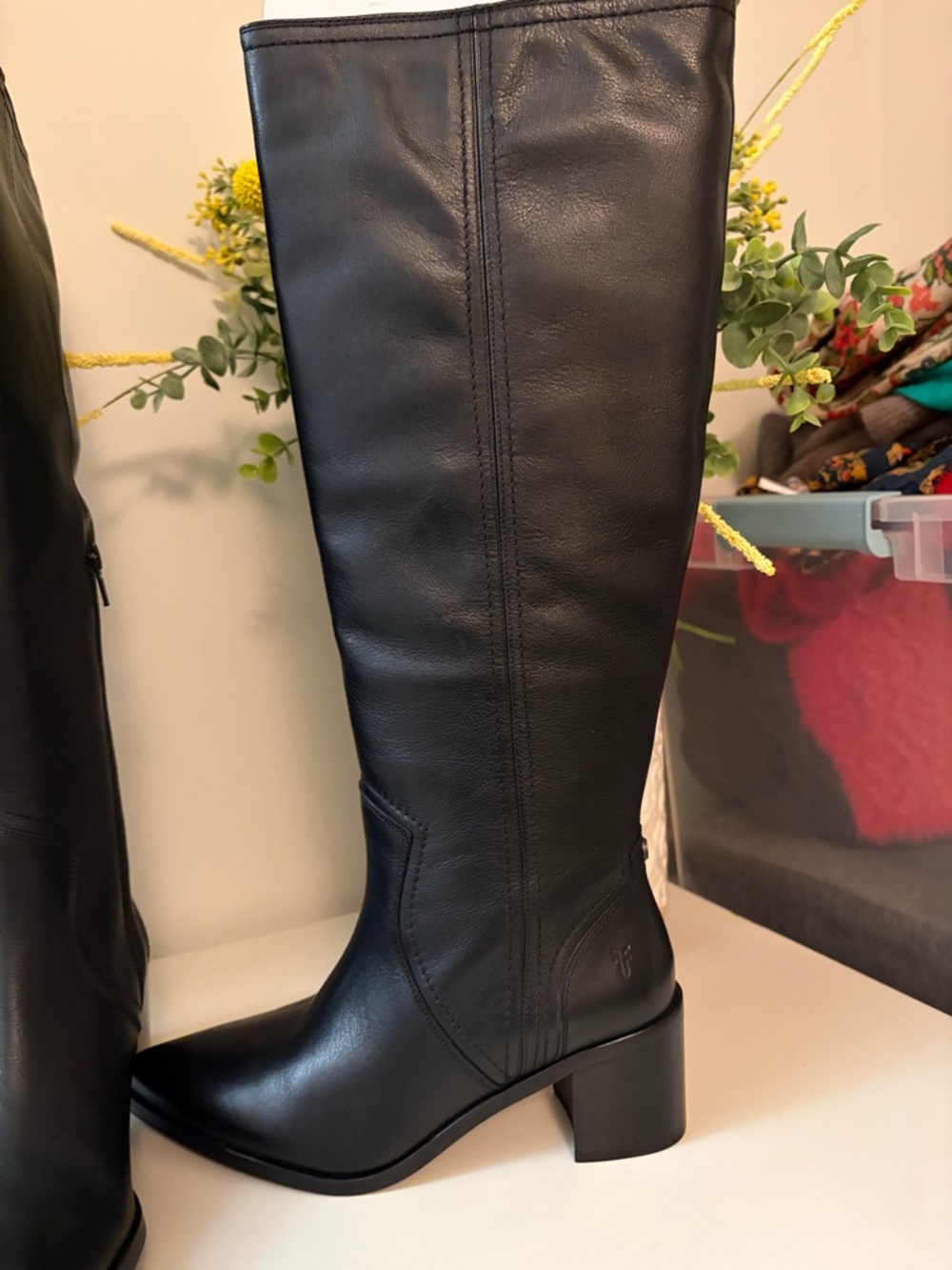 NIB FRYE Sadie Softly Tall Black Leather Boots Size 6.5M - Picture 8 of 12